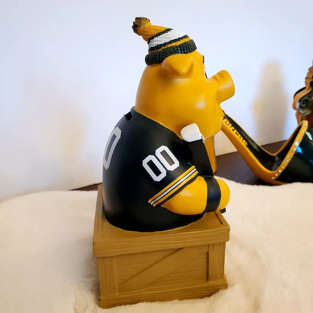 Green Bay Packers Pigskin Pig Coin Bank Figurine‎ NFL 5
